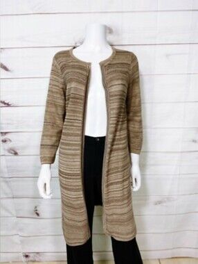 Pendleton open-front cardigan brown striped design and 3/4 sleeve Sz Small